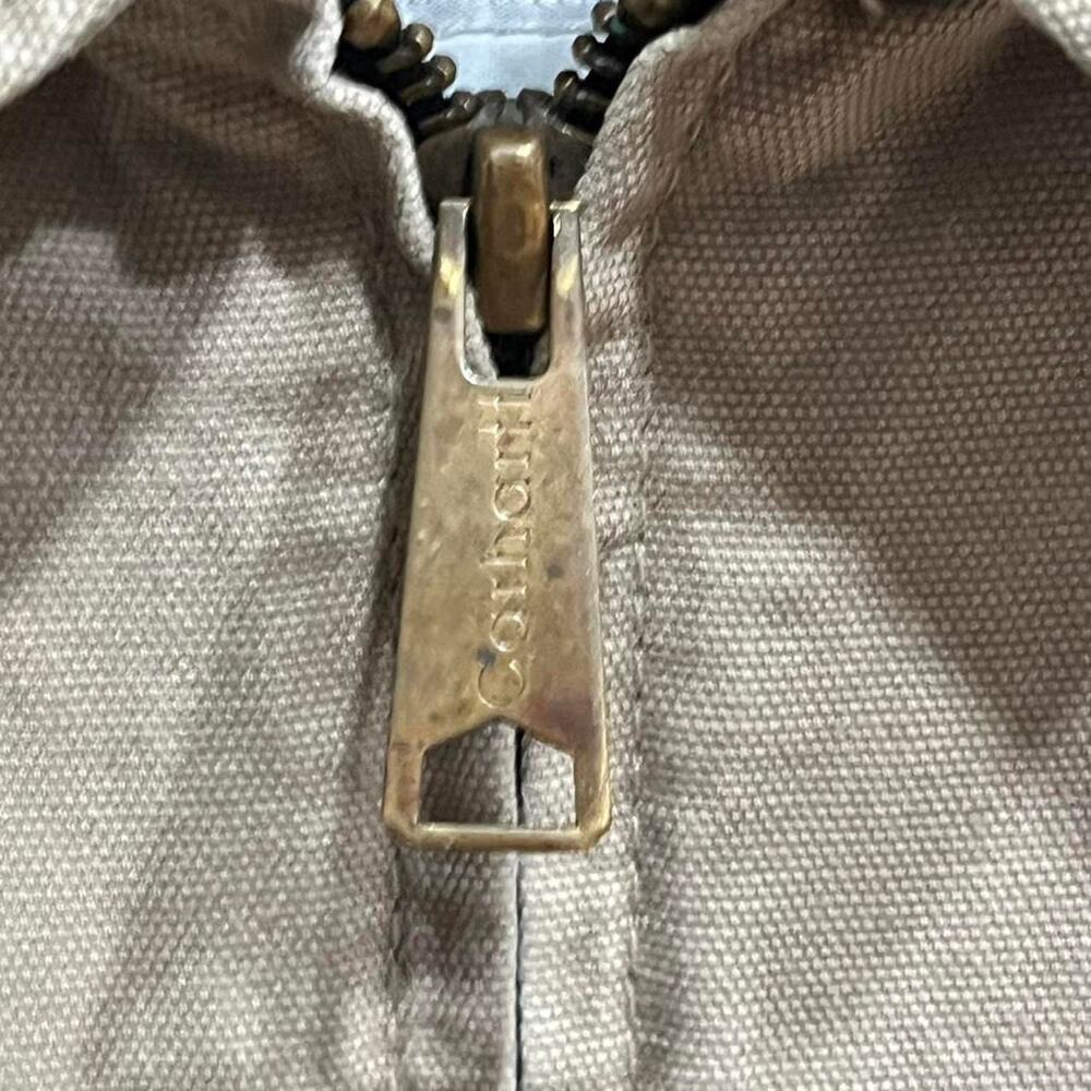 Carhartt Jacket Detroit Cropped Tan US XL Duck Canvas Thermal Zip Up Beige Work - Picture 3 of 8